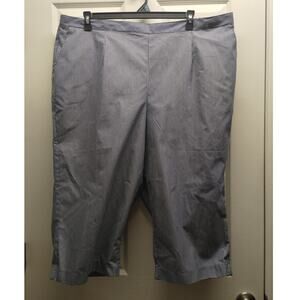 Alfred Dunner NWT Size 24W Blue White Striped Capri Pull-On Elastic Waist Pants